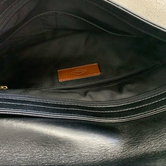 Fossil Harper Large Leather Flap Crossbody Mixed Media Print Minimalist - Picture 8 of 9